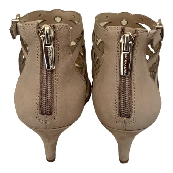 Vince Camuto Mallena Heel 6M Nubuck Leather Grommet Studded Caged 3.25” Sandal - Picture 5 of 9